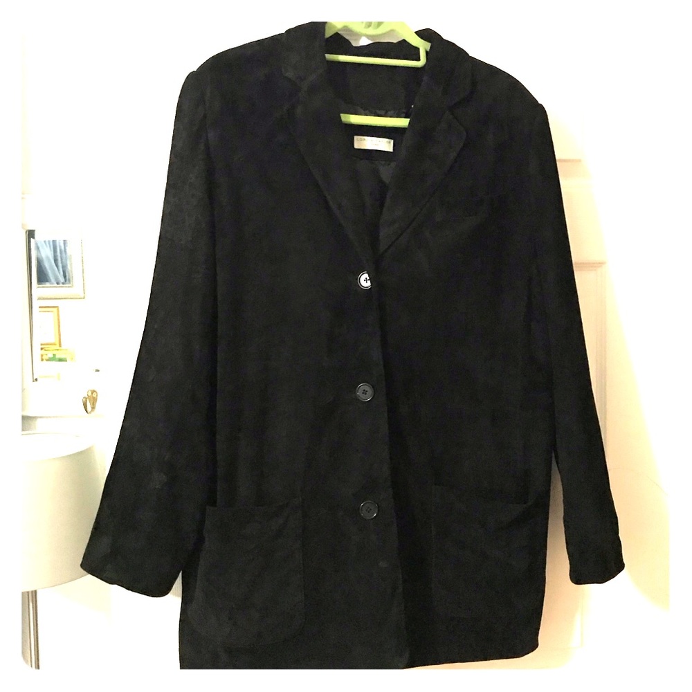 Vintage L & T Black Suede Jacket XL